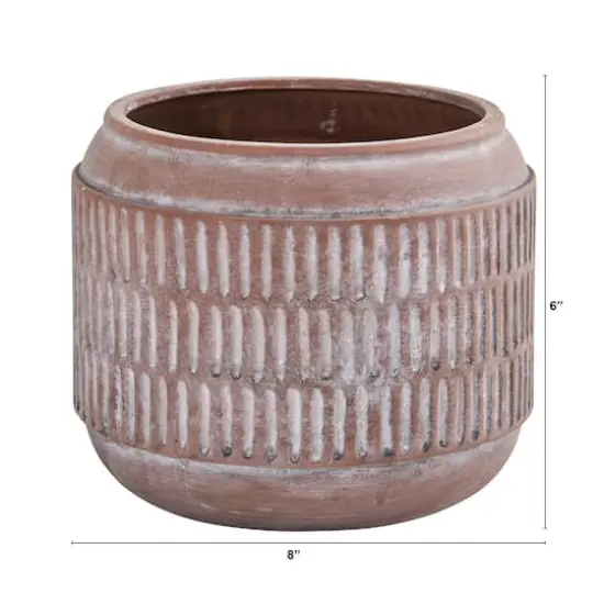 6" Boho Chic Ceramic Embossed Planter {3}