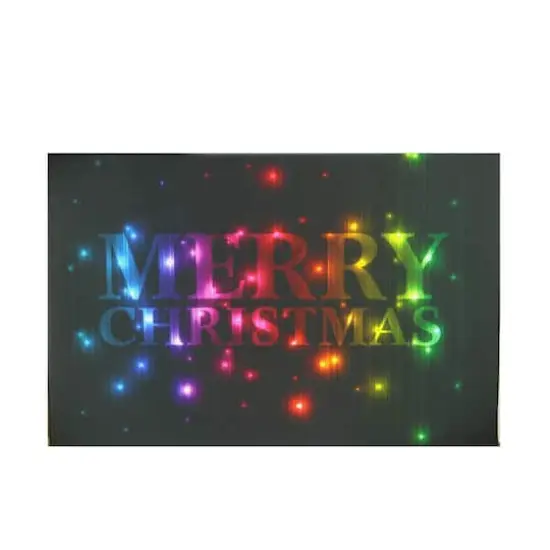 LED Lighted Multi-Colored "Merry Christmas" Canvas Wall Art {1}