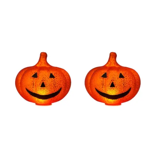 6" LED Illuminated Mercury Glass Jack-O-Lanterns, 2ct. {1}