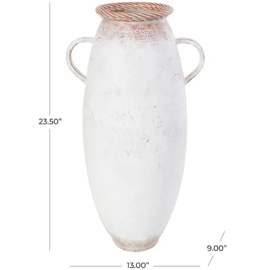 23.5" Distressed White Metal Vase {5}