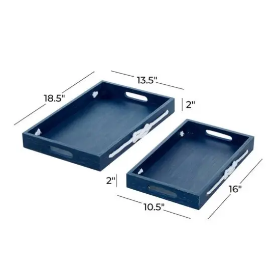 Blue MDF Farmhouse Tray Set {8}