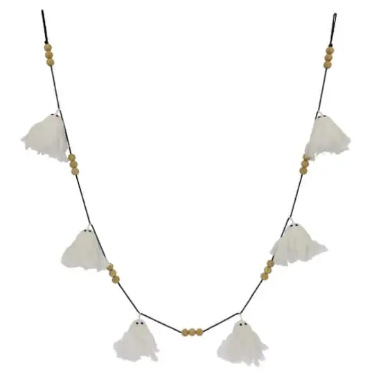 6ft. White Ghost & Wood Bead Garland by Ashland&reg; {1}
