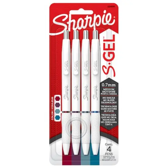 Sharpie&reg; S-Gel&trade; 0.7mm Medium Point Bold Jewel Pens with White Fashion Barrel, 4ct. {7}