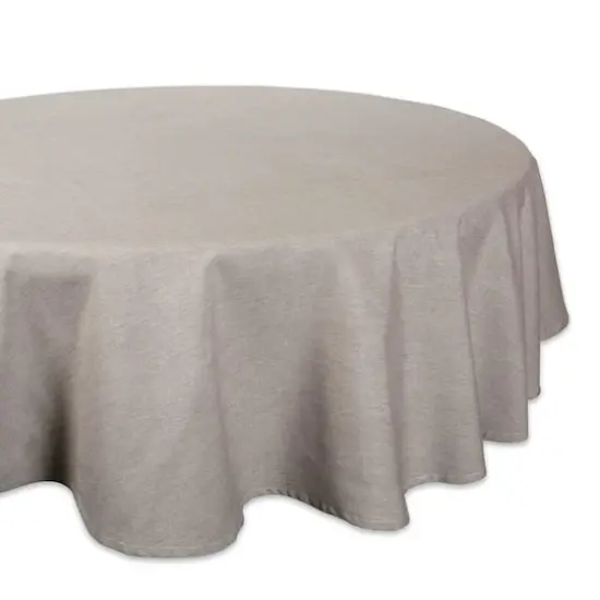 DII&reg; 70" Round Natural White Solid Chambray Tablecloth {1}