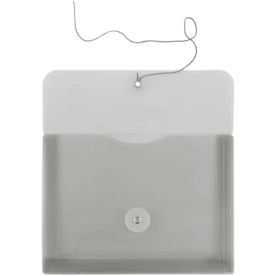 JAM Paper 5.5" x 7.5" Button & String Tie Closure Plastic Envelopes, 12ct. Smoke Gray {4}