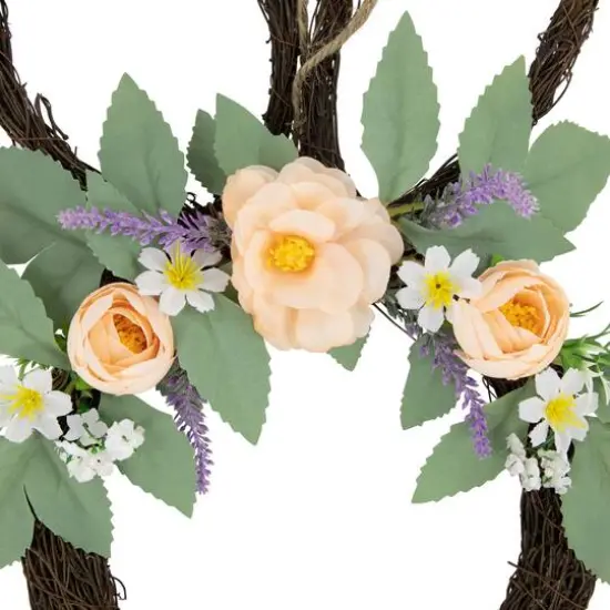 15" Bunny Ears Floral Easter Twig Wreath {5}