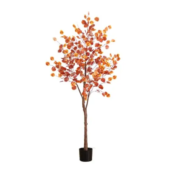6ft. Pre-Lit LED Autumn Eucalyptus Artificial Fall Tree {1}