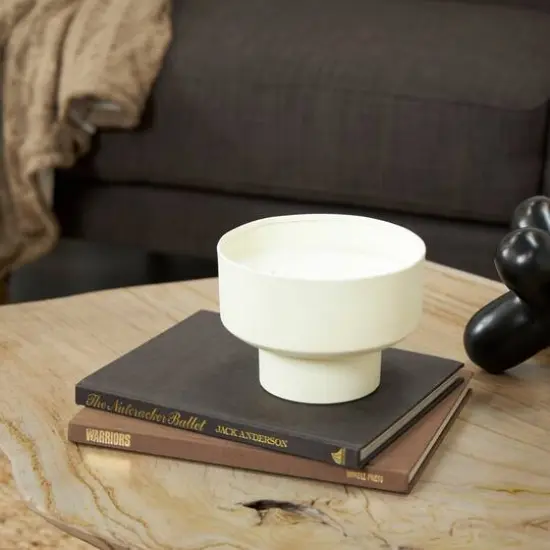 White Wax Cozy Cashmere Scented Candle with Elevated Matte White Container {9}