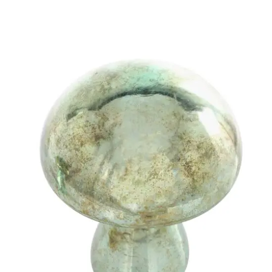 Green Glass Mushroom Sculpture Set {8}