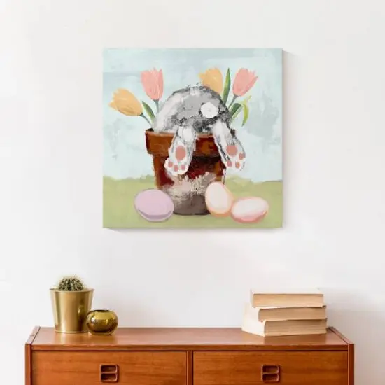 Bunny in Pot 16" x 16" Canvas Wall Art {5}