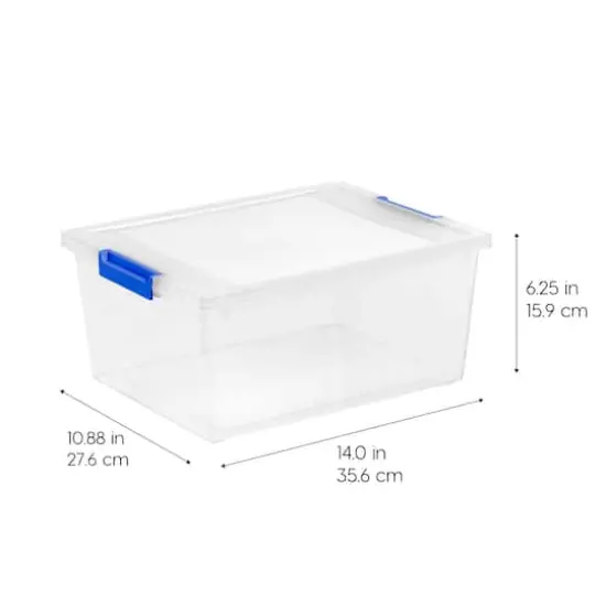 IRIS&reg; 12qt. Clear Deep Storage Boxes with Lids & Blue Latches, 4ct. {5}