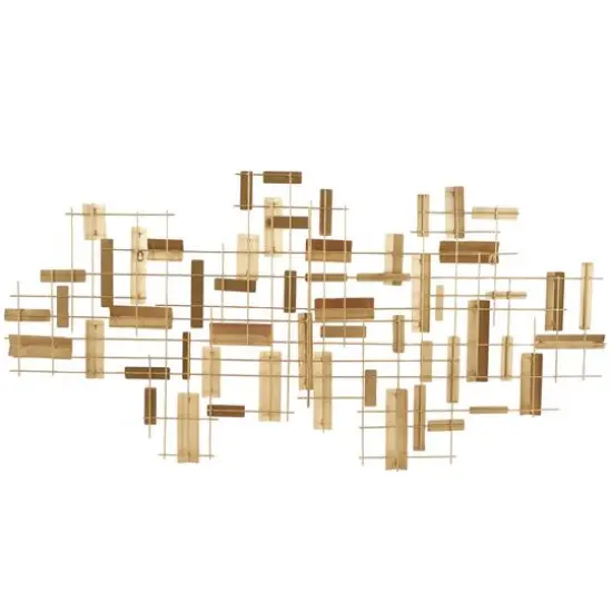 CosmoLiving by Cosmopolitan 60" Metal 3D Stripes Geometric Wall D&eacute;cor Gold {5}