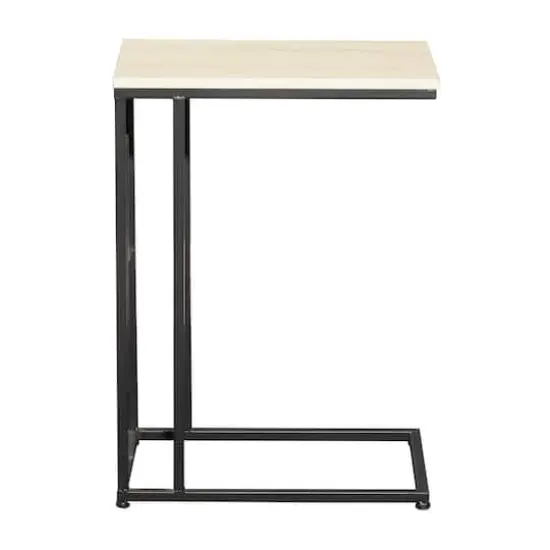 Black Iron & Wood Contemporary Accent Table {4}