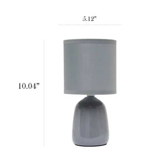 Simple Designs 10" Thimble Base Ceramic Table Lamp Gray {4}