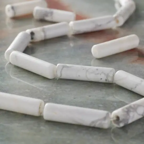 White Howlite Tube Beads, 16mm by Bead Landing&trade; {3}
