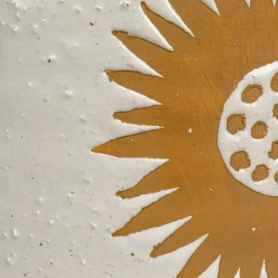 Hello Honey&reg; 5.5" White & Mustard Reactive Glaze Flower Stoneware Footed Planter {10}