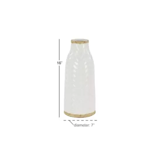 White Porcelain Coastal Style Vase, 7" x 16" {5}