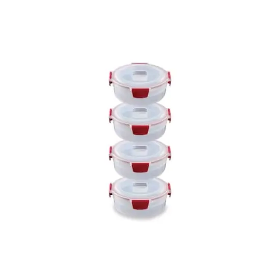 Joseph Joseph Nest Lock 8-piece Round Food Storage Container Set Red {3}