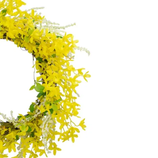 22" Yellow Forsythia & Leaves Wreath {4}