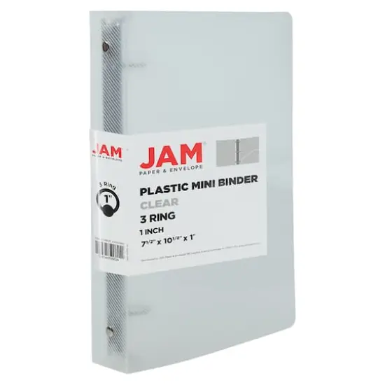 JAM Paper 1" Clear Plastic Mini 3-Ring Binder {1}