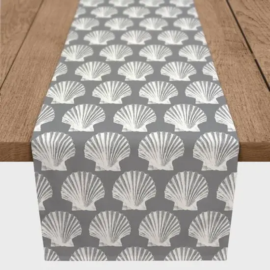 Shells Indoor/Outdoor Table Runner Shells On Gray {4}