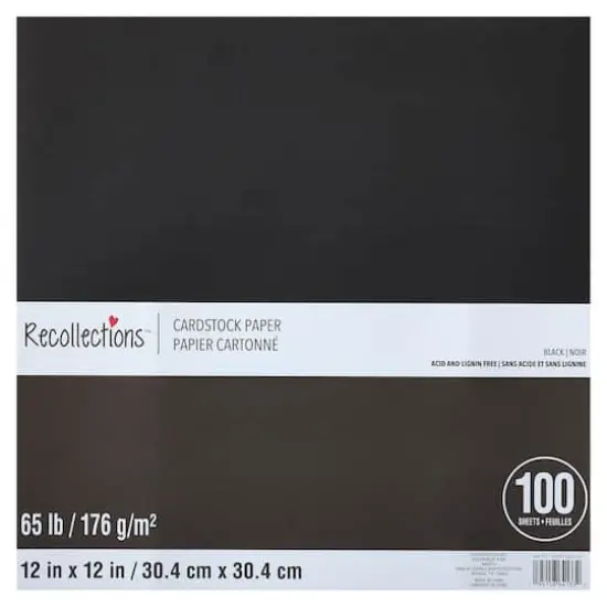 Black 12" x 12" Cardstock Paper by Recollections™, 100 Sheets {1}
