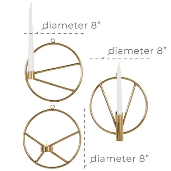 Set of 3 Gold Stainless Steel Modern Wall Sconce, 8" x 8" {8}