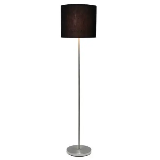 Simple Designs 57" Brushed Nickel Drum Shade Floor Lamp Brushed Nickel and Black {3}