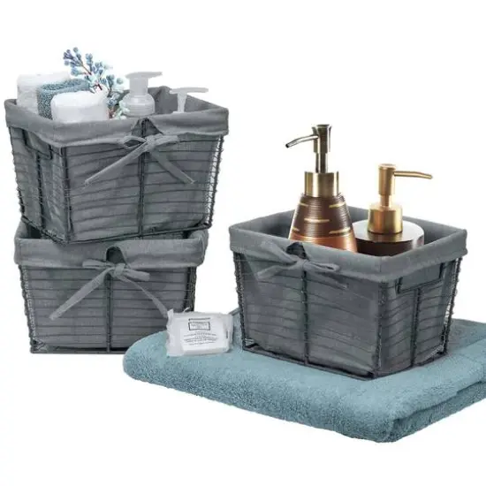 Sorbus 9" Gray Wire Baskets with Removable Liner, 3ct. {6}