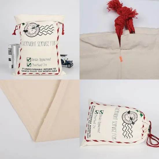 Personality Case&trade; 19" x 26" Candy Stripe Cotton Christmas Drawstring Bag {5}