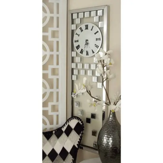 42" Silver Stainless Steel Glam Wall Clock {9}