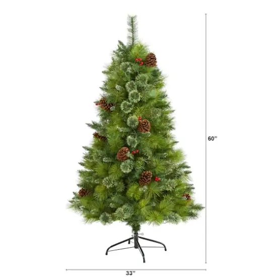 5ft. Unlit Montana Mixed Pine Artificial Christmas Tree with Pinecones and Berries {3}