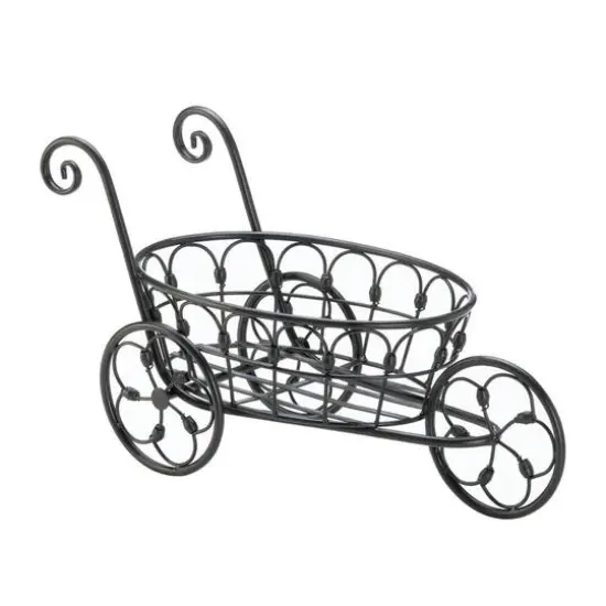 11" Black Iron Flower Cart {1}