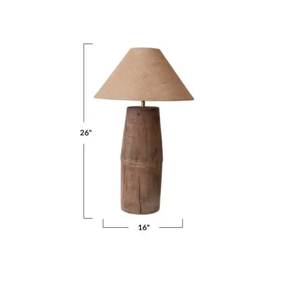 Hello Honey&reg; 26" Natural Reclaimed Wood Swivel Neck Table Lamp with Jute Shade {4}