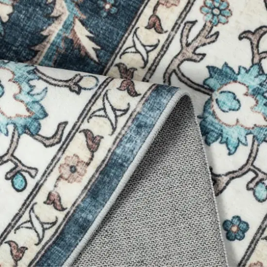 Glitzhome&reg; 5ft. x 8ft. Blue & Ivory Oriental Area Rug {5}