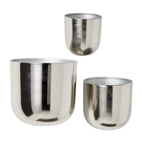 Silver Metal Contemporary Planter Set {3}