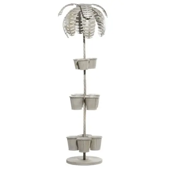 55" Gray Metal Contemporary Palm Tree Planter {5}