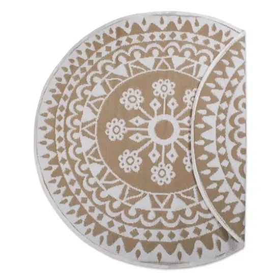 DII&reg; Round Taupe Floral Outdoor Rug, 5ft. {1}