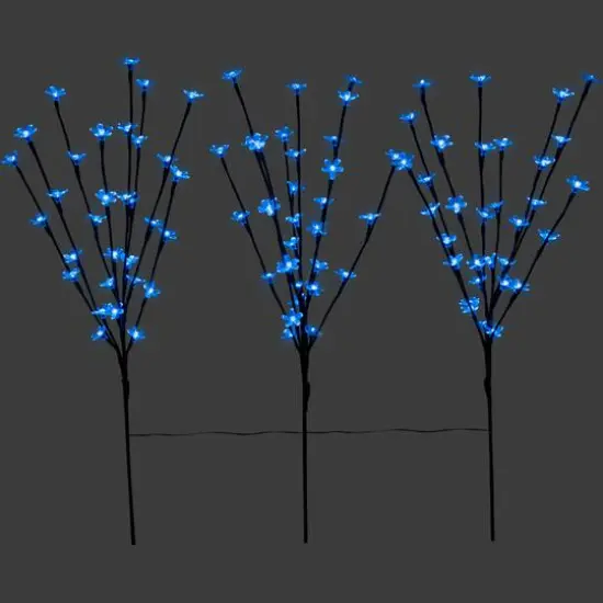 Set of 3 Pre-Lit Cherry Blossom Artificial Tree Branches 2.5' - Warm White LED Lights {2}