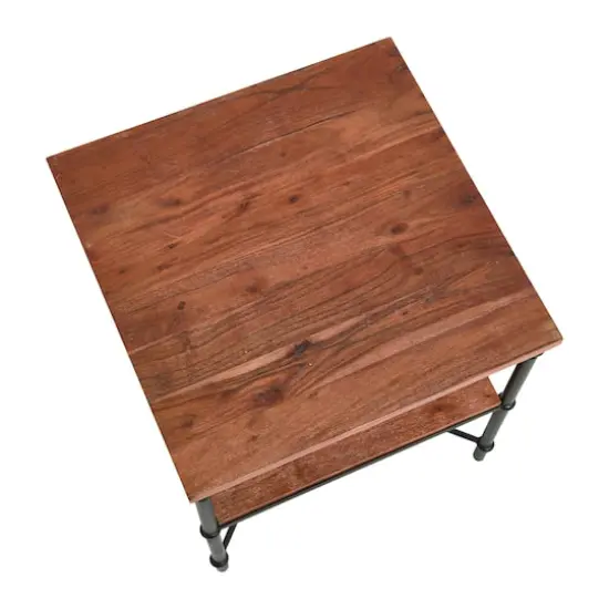 Hello Honey® 24" Saratoga Rustic Wood & Metal End Table Warm Walnut {3}