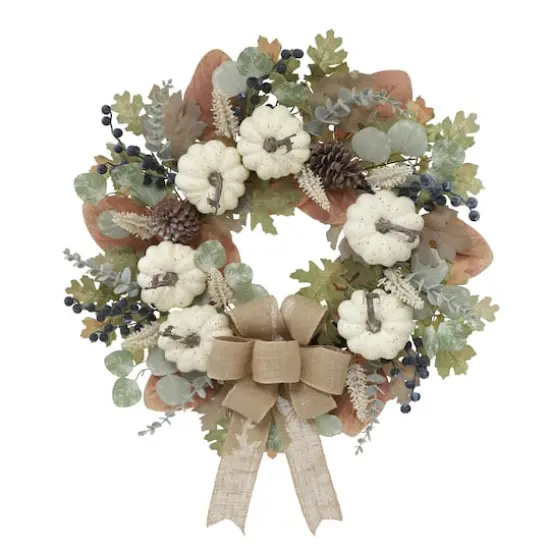 25" Eucalyptus & Pumpkin Floral Wreath by Ashland® {1}