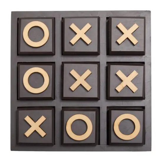 10" Black Wood Tic-Tac-Toe Game Set {1}