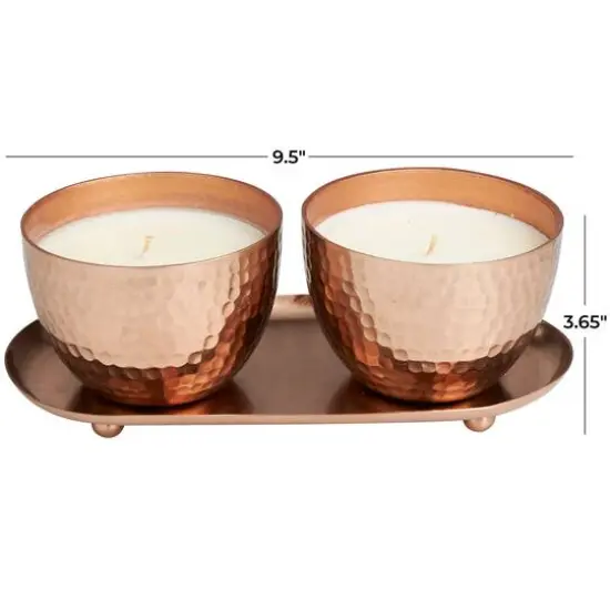 Jasmine Scented Candles in Hammered Copper Bowls Set {7}