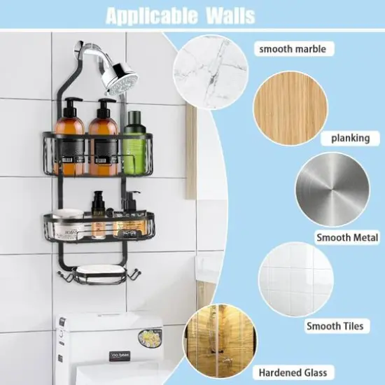 NEX&trade; 24.8" Black Over the Shower Caddy {6}