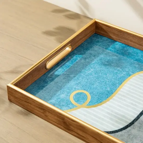 Glitzhome&reg; Rectangle Abstract Patterned Decorative Trays Set {7}