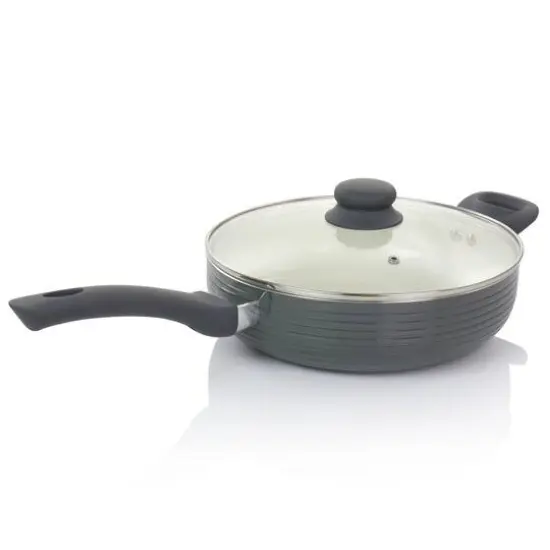 Oster Ridge Valley 3.5qt. Gray Nonstick Aluminum Saut&eacute; Pan with Lid {3}