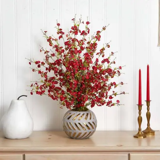 2.5ft. Cherry Blossom Arrangement in Gold Trimmed Stoneware Vase {5}