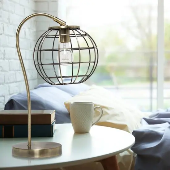 Lalia Home 20" Arched Metal Cage Table Lamp Antique Brass {6}