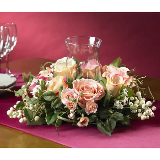 8.5" Rose Candelabrum Silk Flower Arrangement {5}