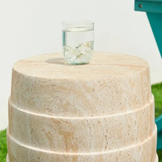 Glitzhome&reg; 18.5" Multi-Functional Faux Travertine Garden Stool {9}